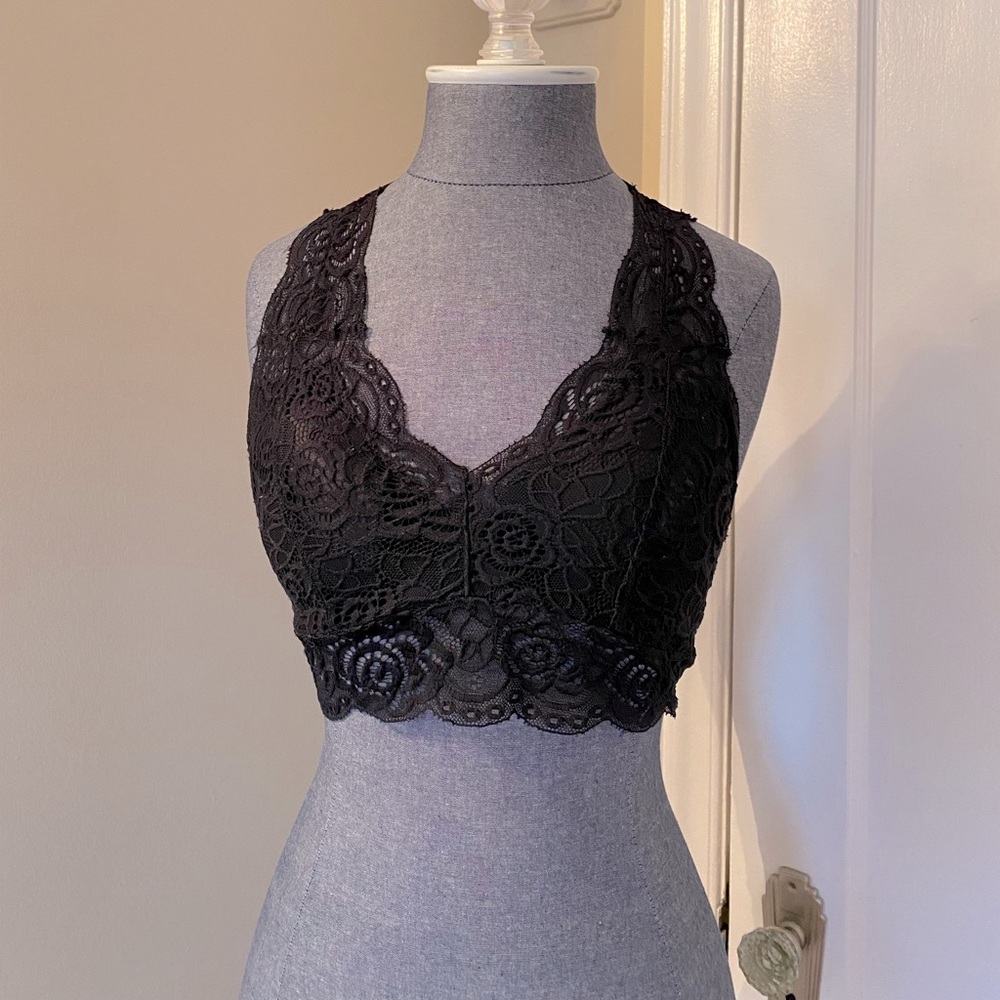 Women’s Black Lace Padded Bralet ONE SIZE